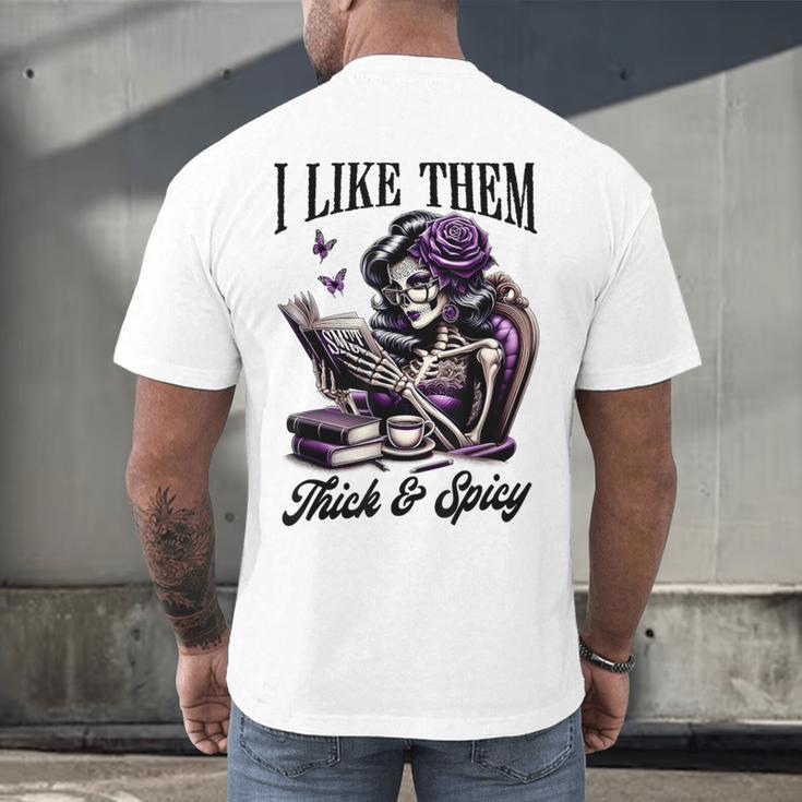 Smut Reader Spicy Book Romance I Like Them Thick & Spicy Men's Back Print T-Shirt Smut Reader Spicy Book Romance I Like Them Thick & Spicy Men's Back Print T-Shirt