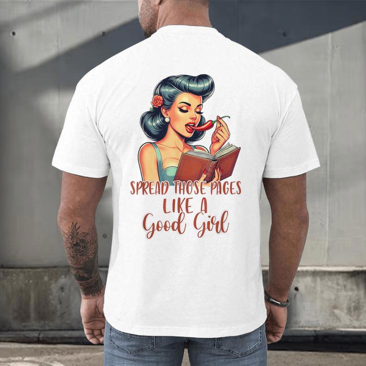 Smutty Spicy Book Reader Spread Those Pages Like A Good Girl Men's Back Print T-Shirt