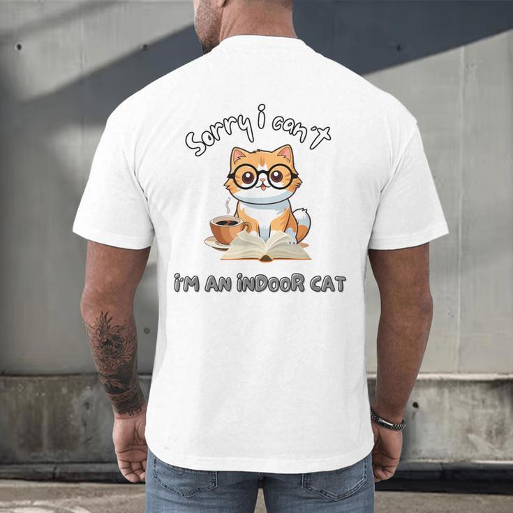 Sorry I Can't Indoor Cat Top For Introvert With Coffee Book Men's Back Print T-Shirt