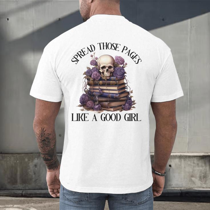 Spread Those Pages Like A Good Girl Dark Romance Spicy Books Men's Back Print T-Shirt