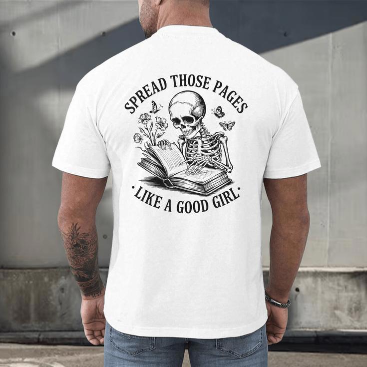 Spread Those Pages Like A Good Girl Skeleton Floral Book Men's Back Print T-Shirt