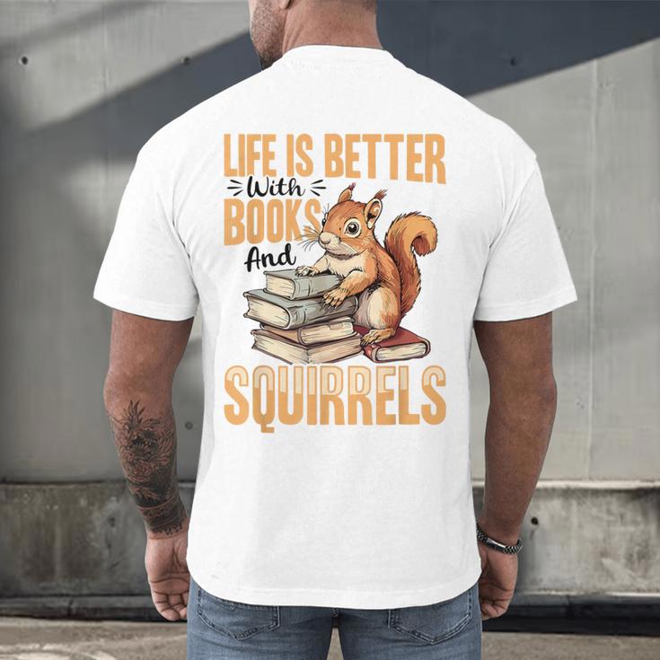Squirrel Animal Life Is Better With Books And a Men's Back Print T-Shirt Squirrel Animal Life Is Better With Books And a Men's Back Print T-Shirt