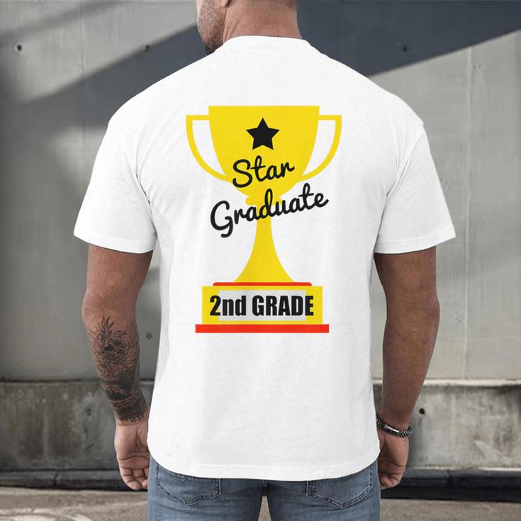 Star Graduate Second Grade Graduation Trophy Cup Men's Back Print T-Shirt