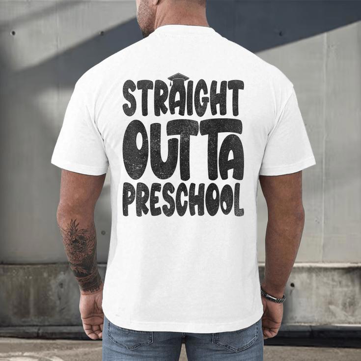 Straight Outta Preschool Graduation Cap Gown 2022 Cute Men's Back Print T-Shirt