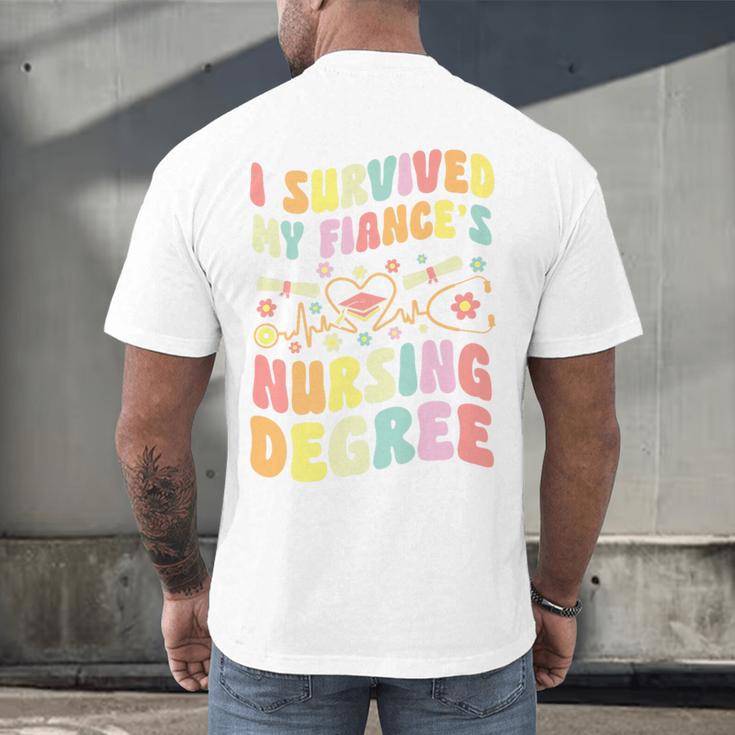 i Survived My Fiance's Nursing Degree Graduation Groovy Premium Men's Back Print T-Shirt