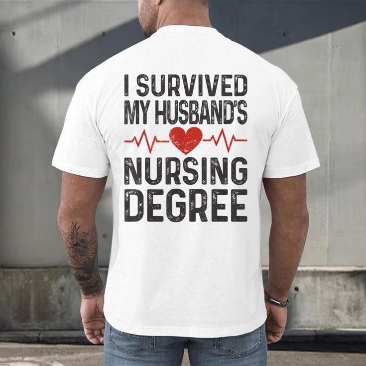 I Survived My Husband's Nursing Degree School Graduation Men's Back Print T-Shirt