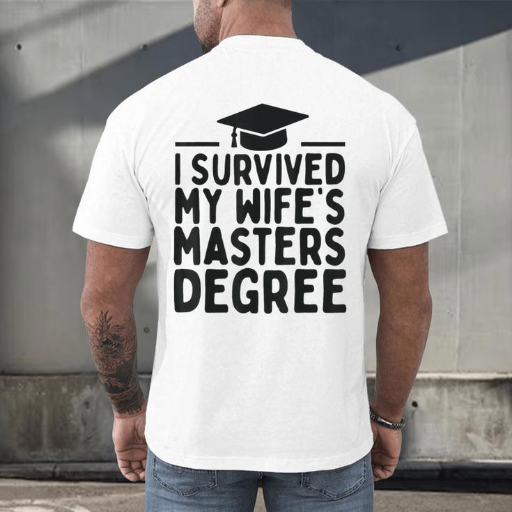 I Survived My Wife's Masters Degree Graduation Class Of 2025 Men's Back Print T-Shirt