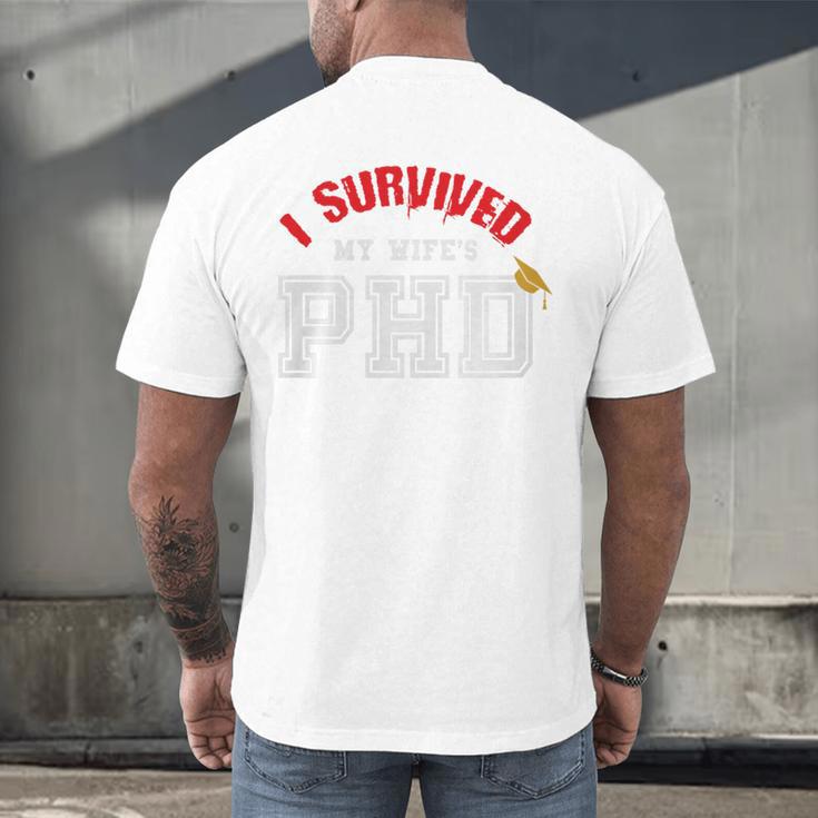 I Survived My Wife's PhD Graduation Slim Fit Shirt Men's Back Print T-Shirt