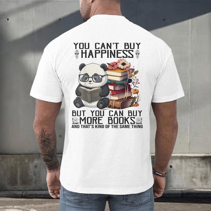 Teacher Bookworm Book Lover Panda Reading Book Librarian Tee Men's Back Print T-Shirt