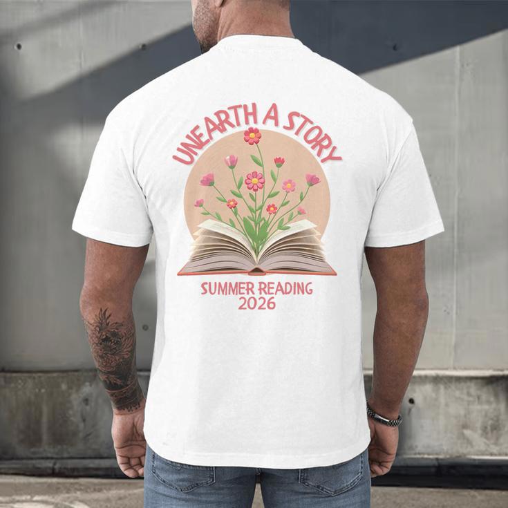 Unearth a Story 2026 Summer Reading Program Flowers Book Premium Tri-Blend Men's Back Print T-Shirt Unearth a Story 2026 Summer Reading Program Flowers Book Premium Tri-Blend Men's Back Print T-Shirt