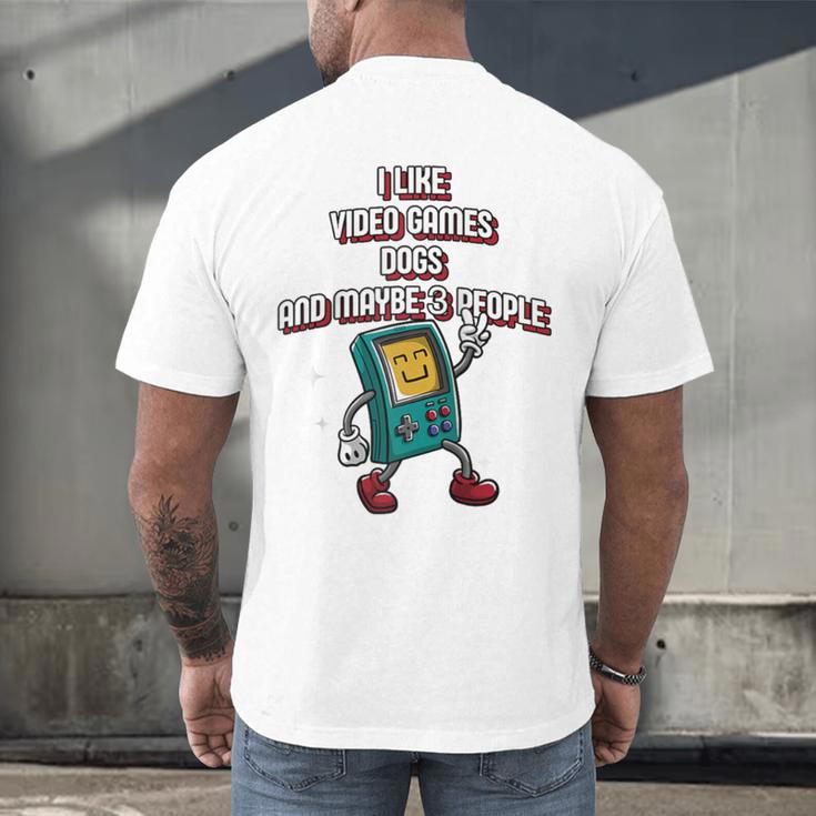 I Like Video Games Dogs And Maybe 3 People Gamer Introvert Raglan Baseball Tee Men's Back Print T-Shirt I Like Video Games Dogs And Maybe 3 People Gamer Introvert Raglan Baseball Tee Men's Back Print T-Shirt