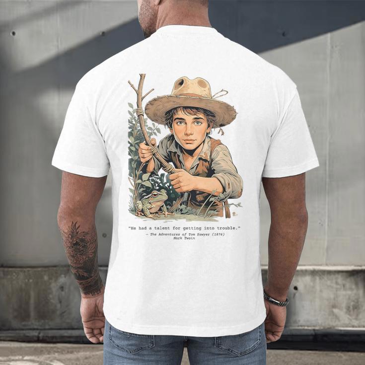 Vintage Children's Books The Adventures Of Tom Sawyer 1876 Men's Back Print T-Shirt Vintage Children's Books The Adventures Of Tom Sawyer 1876 Men's Back Print T-Shirt