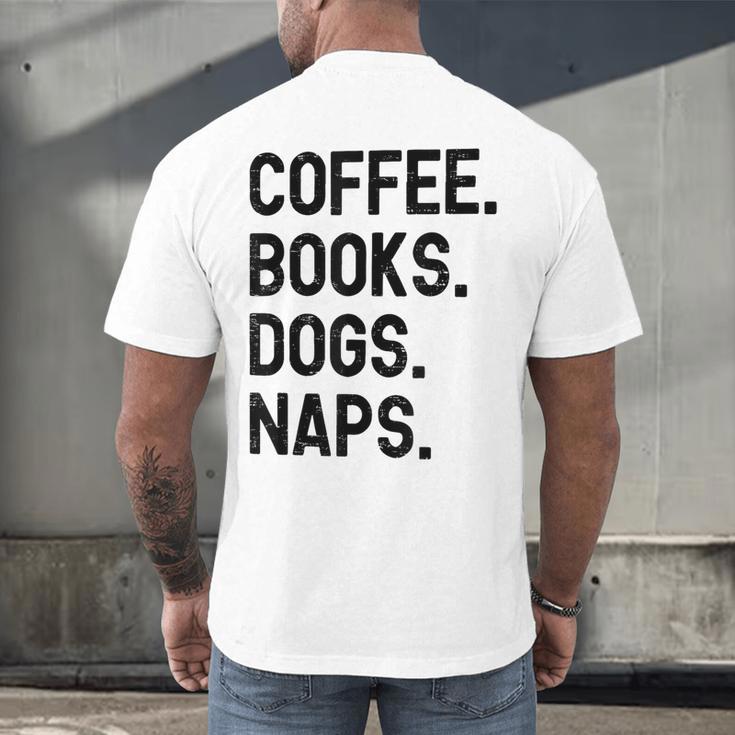 Vintage Coffee Books Dogs Naps Retro Men's Back Print T-Shirt Vintage Coffee Books Dogs Naps Retro Men's Back Print T-Shirt