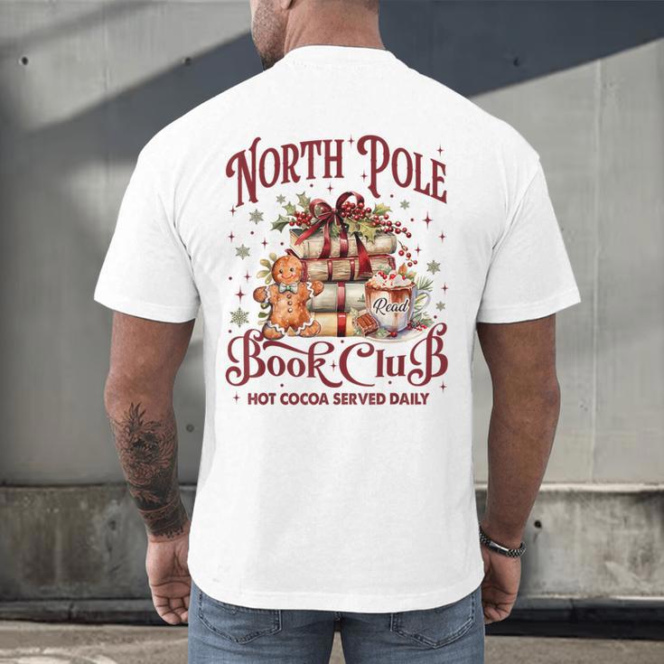 Vintage Retro North Pole Book Club Hot Cocoa Men's Back Print T-Shirt
