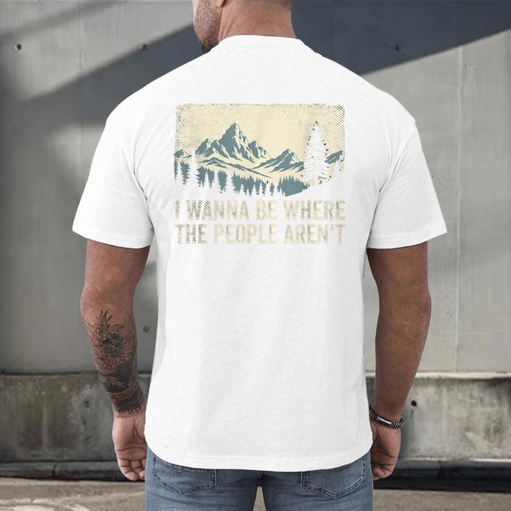 I Wanna Be Where The People Arent Hiking Camping Introvert Men's Back Print T-Shirt I Wanna Be Where The People Arent Hiking Camping Introvert Men's Back Print T-Shirt