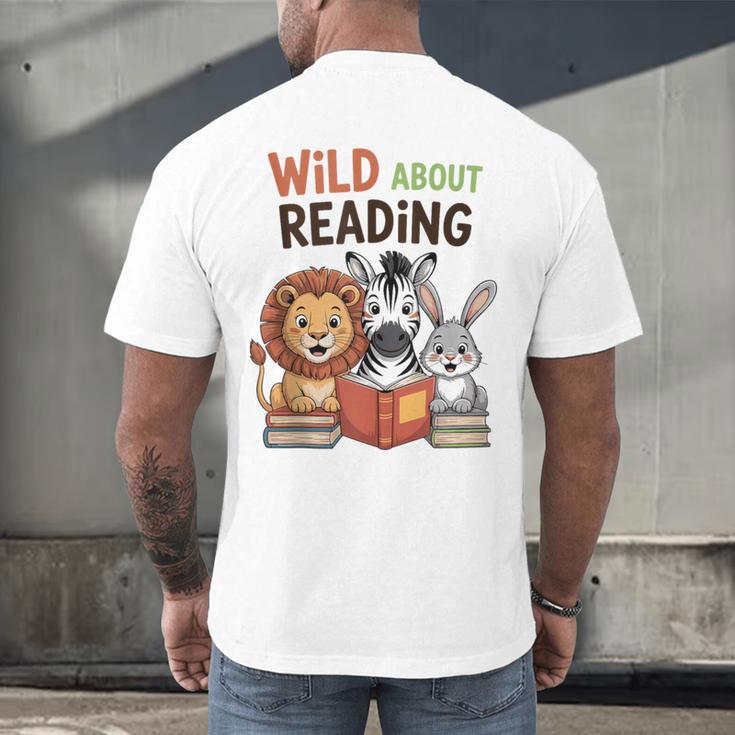 Wild About Reading Zoo Animals For Bookworm Book Reader Men's Back Print T-Shirt