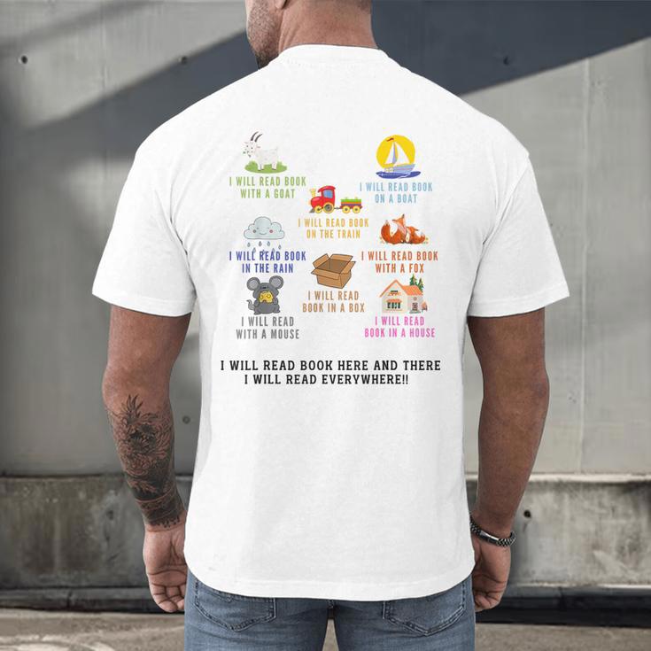 I Will Read Books On A Boat And Everywhere Reading Teachers Men's Back Print T-Shirt