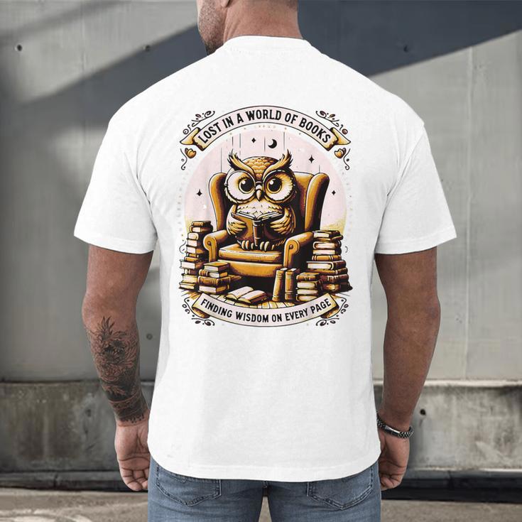 Wise Owl Reading Books Men's Back Print T-Shirt
