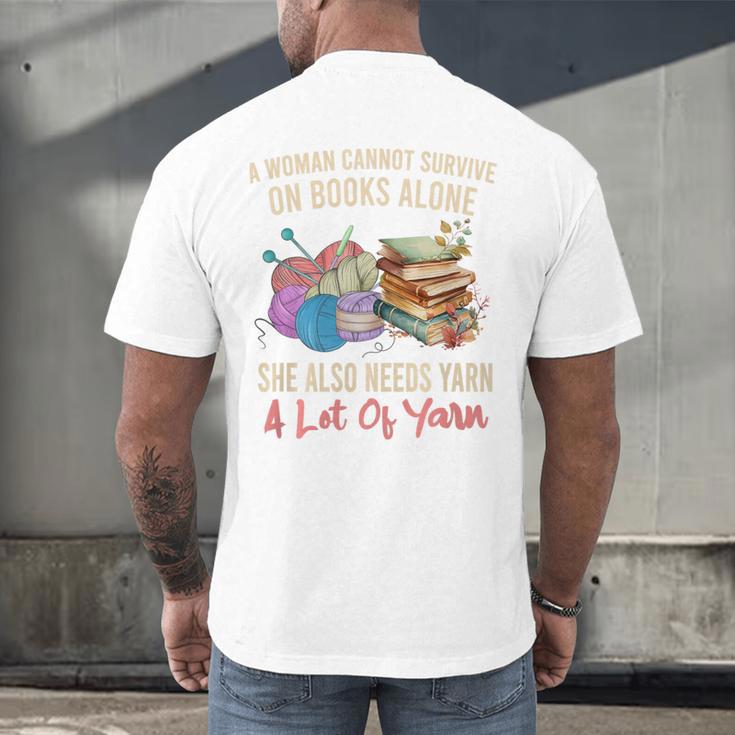 A Woman Cannot Survive On Books Alone She Needs Yarn Crochet Premium Tri-Blend Men's Back Print T-Shirt A Woman Cannot Survive On Books Alone She Needs Yarn Crochet Premium Tri-Blend Men's Back Print T-Shirt