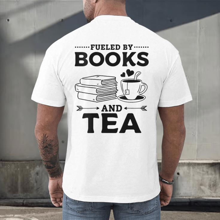 Women's Fueled By Books And Tea Book Lover Bookworm Reading Books Men's Back Print T-Shirt Women's Fueled By Books And Tea Book Lover Bookworm Reading Books Men's Back Print T-Shirt