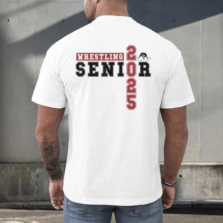 Wrestling Senior Night Wrestling Senior 2025 Graduation 70 Men's Back Print T-Shirt