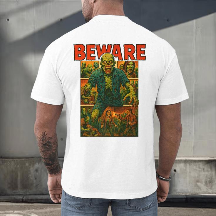 Zombie Tee Horror Movie Poster Vintage Comic Book Graphic Premium Men's Back Print T-Shirt