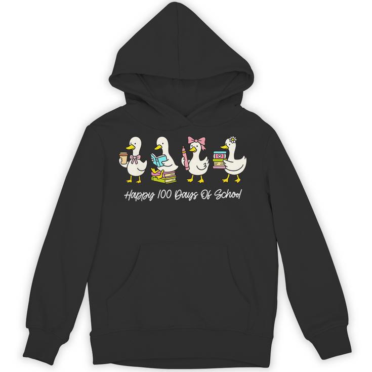 100 Days Of School Cute Goose Coffee Books Teacher Life Unisex Hoodie