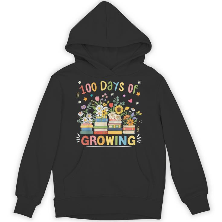 100th Day Of School Teacher Floral Books 100 Days Of Growing Unisex Hoodie