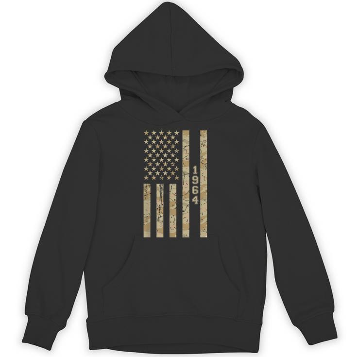 1964 Year Nostalgia Desert Camo Distressed American Flag Unisex Hoodie
