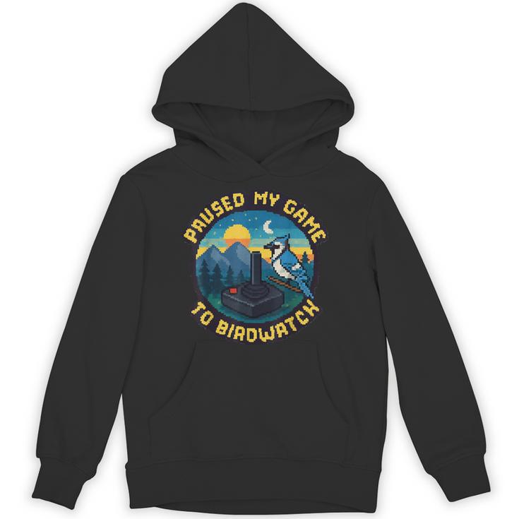 8-Bit Gamer Birder Blue Jay Arcade Nostalgia Nature Unisex Hoodie