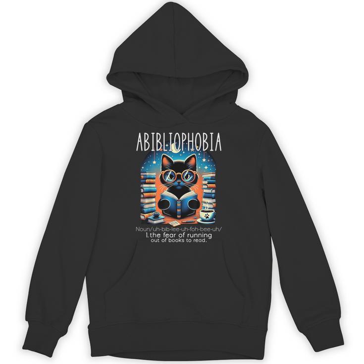 Abibliophobia Cat Reading Bookworm Reader Nerd For Men Women Girls Kids Unisex Hoodie
