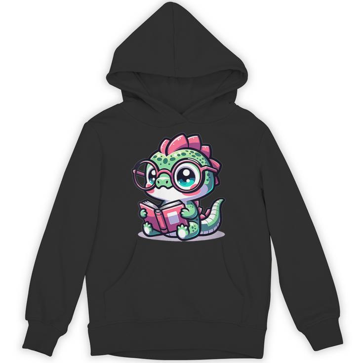 Adorable Book Lover Basilisk With Reading Glasses Cute Unisex Hoodie