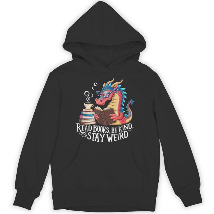 Adorable Book Lover Dragon Read Books Be Kind Stay Weird Unisex Hoodie