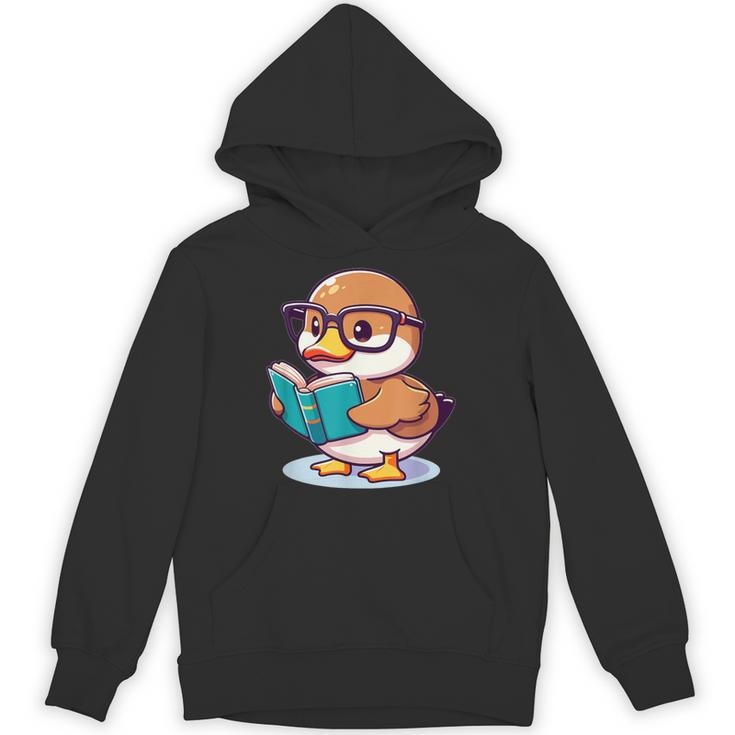 Adorable Book Lover Mallard Duck With Reading Glasses Cute Unisex Hoodie