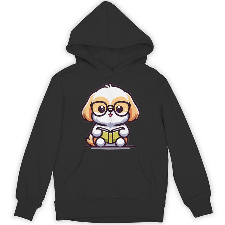Adorable Book Lover Shih Tzu With Reading Glasses Cute Unisex Hoodie