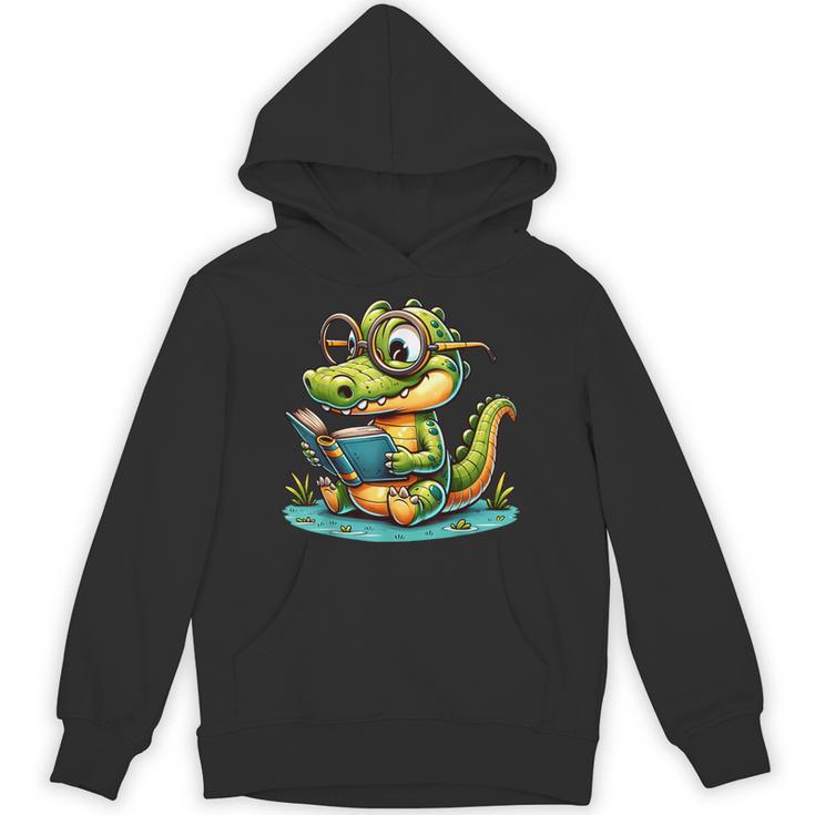 Alligator Reading a Book Animal Unisex Hoodie