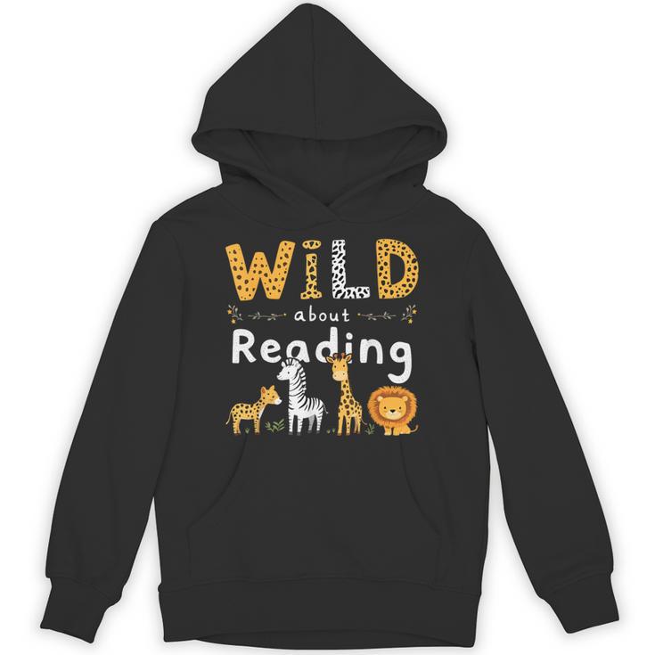 Animal Print Read A Book Character Kids Wild About Reading Unisex Hoodie