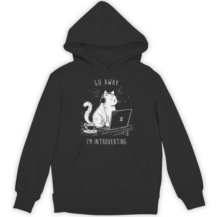 Antisocial Introvert Cat With Coffee On Computer Emo Goth For Men Women Unisex Hoodie