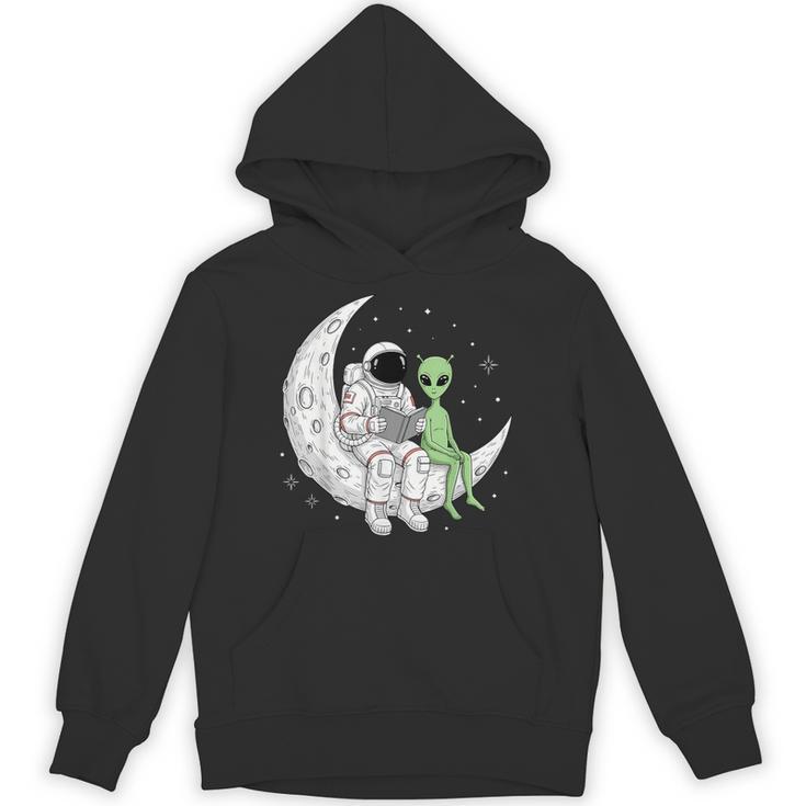 Astronaut Reading Book To Alien Moon Space Book Lover Men Unisex Hoodie