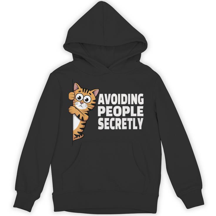Avoiding People Secretly Cat Introvert Humor Unisex Hoodie
