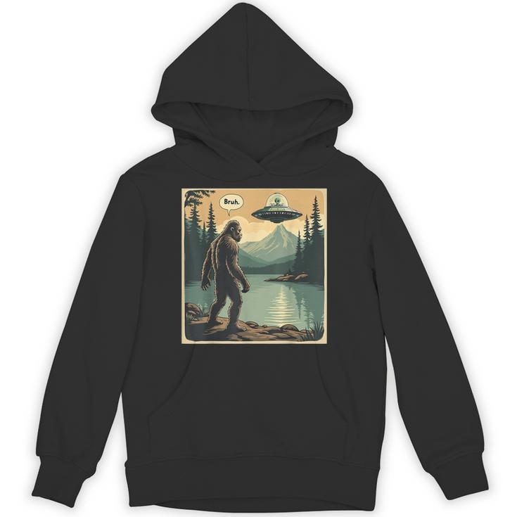 Bigfoot Sasquatch Alien Spaceship UFO Introvert Bruh Unisex Hoodie
