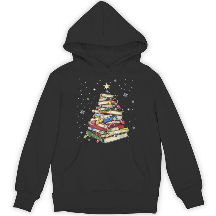 Book Christmas Tree Teacher Book Lover Crew Neck Modern Classic Christmas Small Short Sleeve -Adults -Kids Unisex Hoodie
