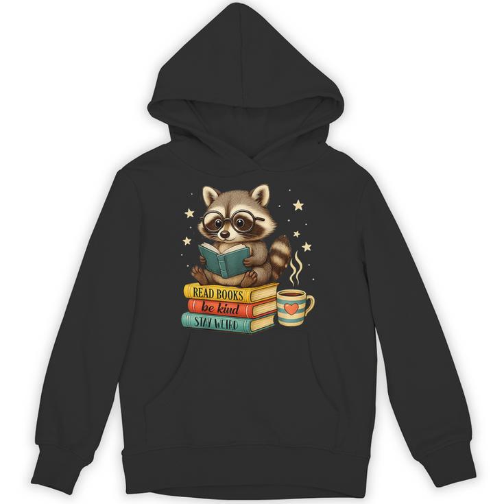 Book Lover Racoon Reading Bookish Library Read Books Be Kind Unisex Hoodie