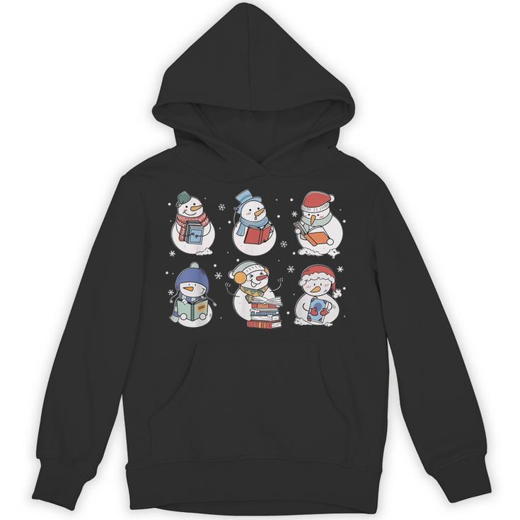 Book Lover Teacher Snowman Reading Books Christmas Winter Unisex Hoodie