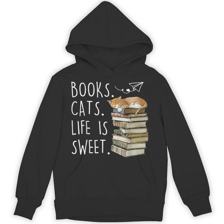 Book Lovers Books Cats Life Is Sweet Cat Lovers Unisex Hoodie