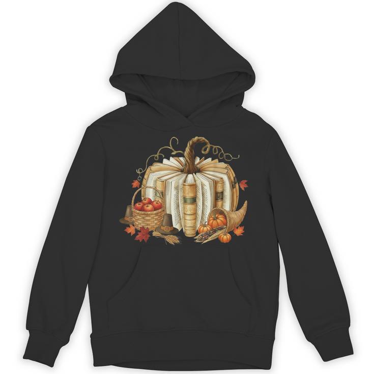 Book Pumpkin Fall Reading Thanksgiving Teacher Librarian Unisex Hoodie