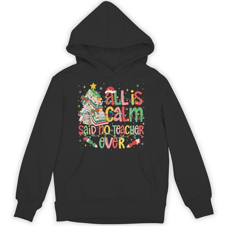 Book Tree All Is Calm Said No Teacher Ever Christmas Unisex Hoodie