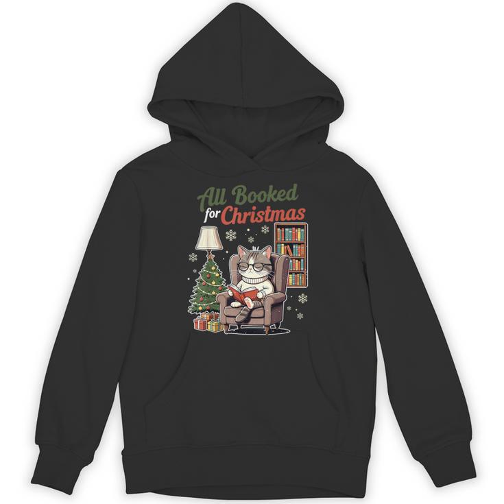All Booked For Christmas Cute Bookish Cat Lover Unisex Hoodie