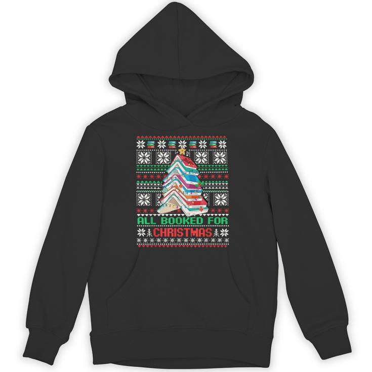 All Booked For Christmas Tree Book Ugly Christmas Sweatshirt Unisex Hoodie