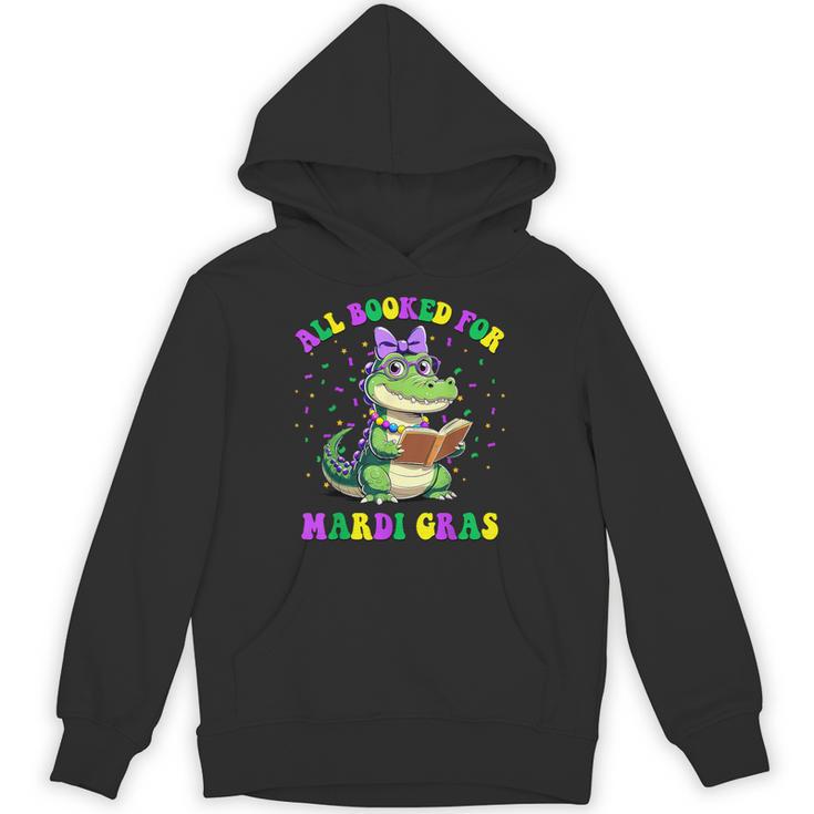 All Booked For Mardi Gras Crocodile Reading Book Teacher Unisex Hoodie